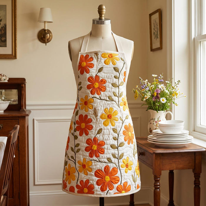 Blooming Garden Quilted Kitchen Apron