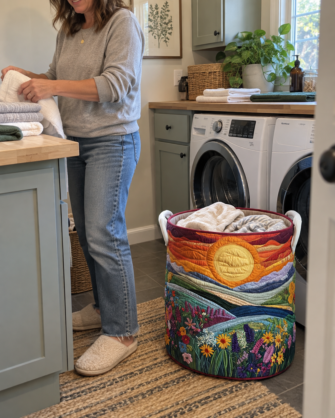 Customer using a quilted basket