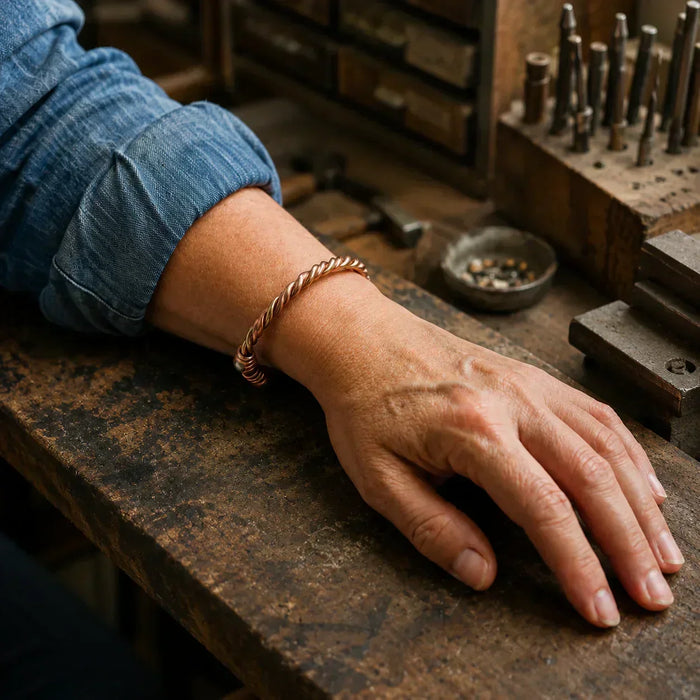River Knitted Copper Bracelet
