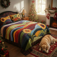 3-Piece Quilted Bed Set - Sunflower Field