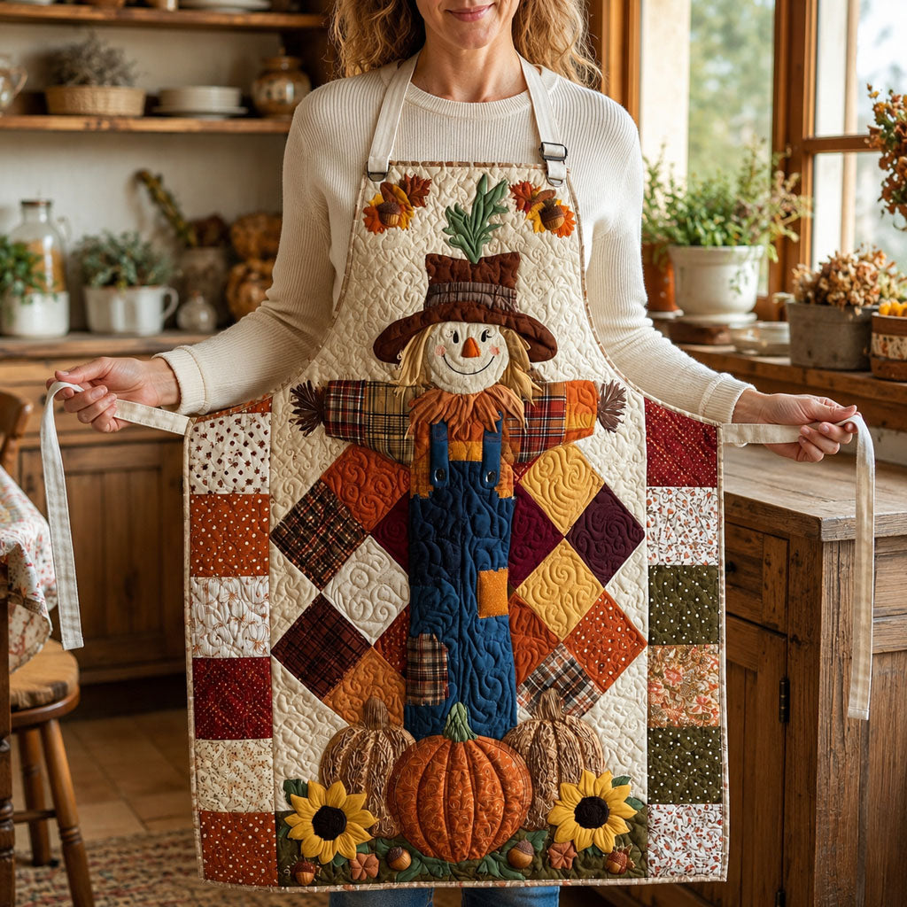 Autumn Scarecrow Quilted Kitchen Apron