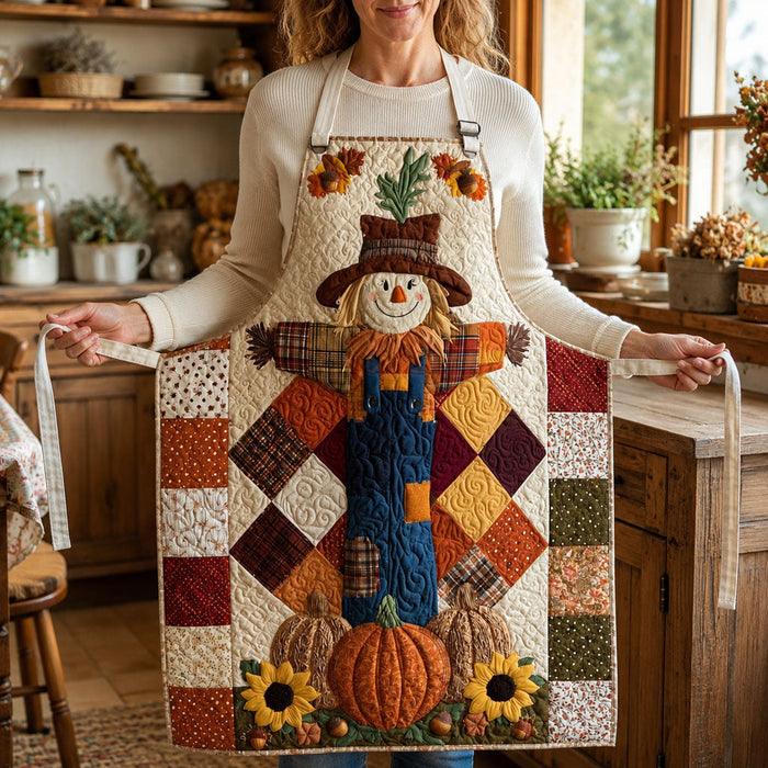 Autumn Scarecrow Quilted Kitchen Apron
