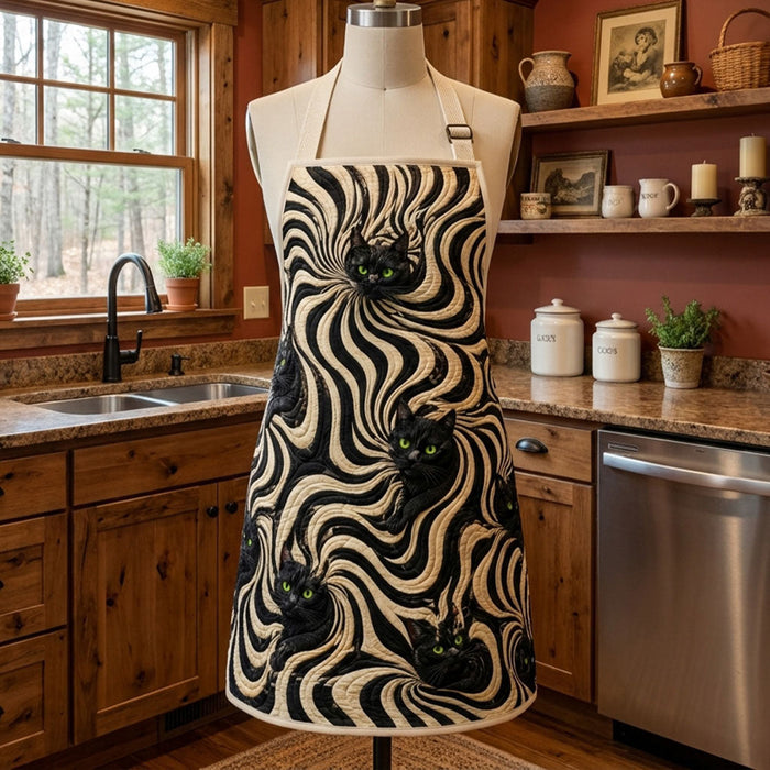 Cat Pattern Quilted Kitchen Apron