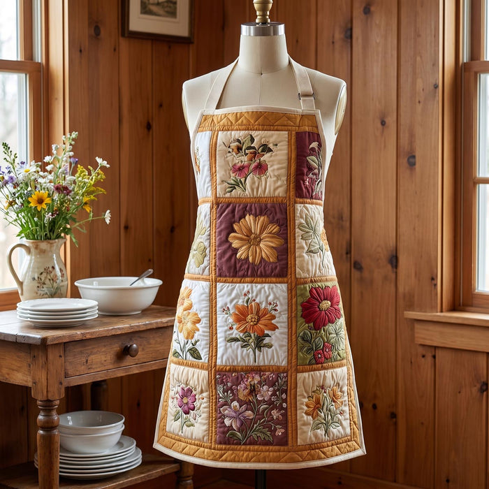 Soft Bloom Quilted Kitchen Apron