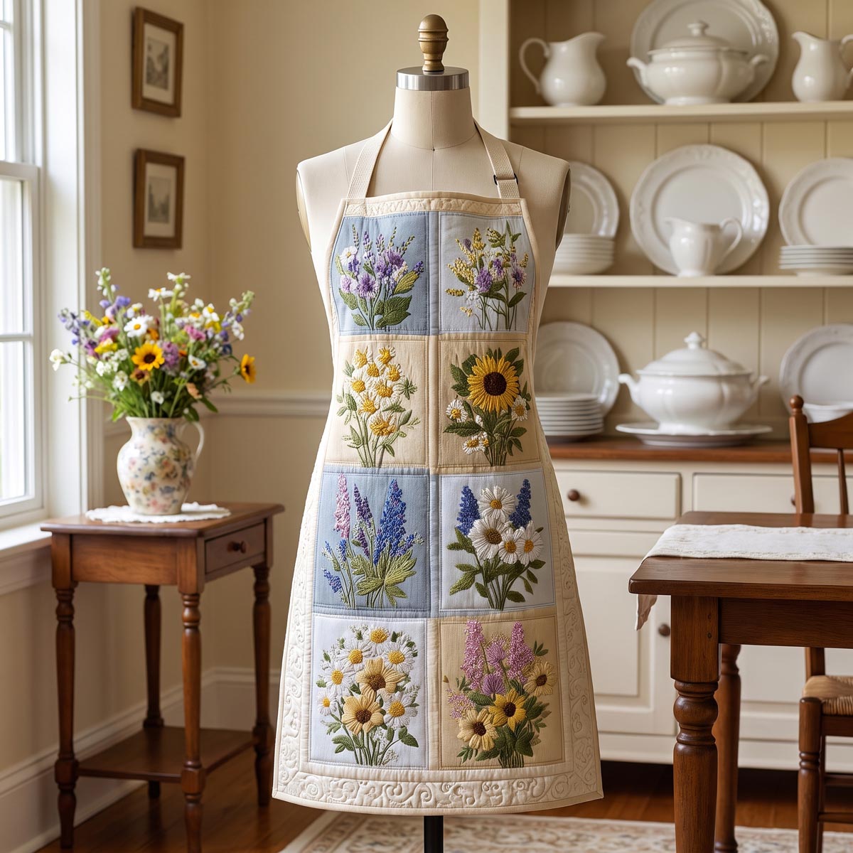 Spring Garden Quilted Kitchen Apron