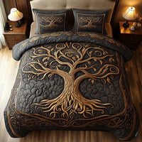 3-Piece Quilted Bed Set - Golden Harmony
