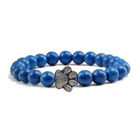 Natural Stone Bracelet with Animal Paw Pendant – Elastic Bead Bracelet for Men and Women