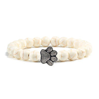 Natural Stone Bracelet with Animal Paw Pendant – Elastic Bead Bracelet for Men and Women
