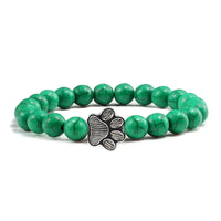 Natural Stone Bracelet with Animal Paw Pendant – Elastic Bead Bracelet for Men and Women