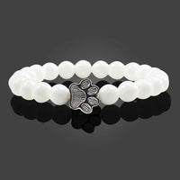 Natural Stone Bracelet with Animal Paw Pendant – Elastic Bead Bracelet for Men and Women