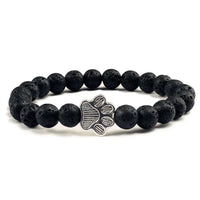 Natural Stone Bracelet with Animal Paw Pendant – Elastic Bead Bracelet for Men and Women