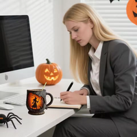 3D Handmade Mug – Witch and Cat Design