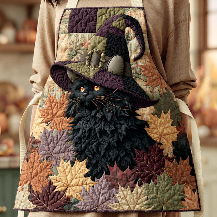 Quilted Kitchen Apron - 'The Witch's Cat' Design