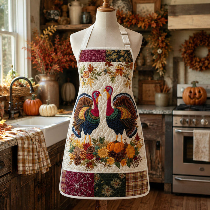 Embroidered Festive Quilted Kitchen Apron