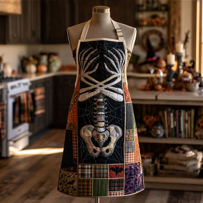 Quilted Kitchen Apron with Sewn Ghost Design