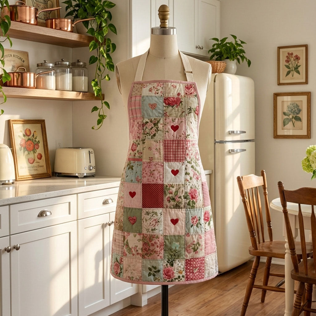 Heart Sewn Quilted Kitchen Apron