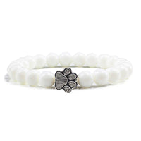 Natural Stone Bracelet with Animal Paw Pendant – Elastic Bead Bracelet for Men and Women