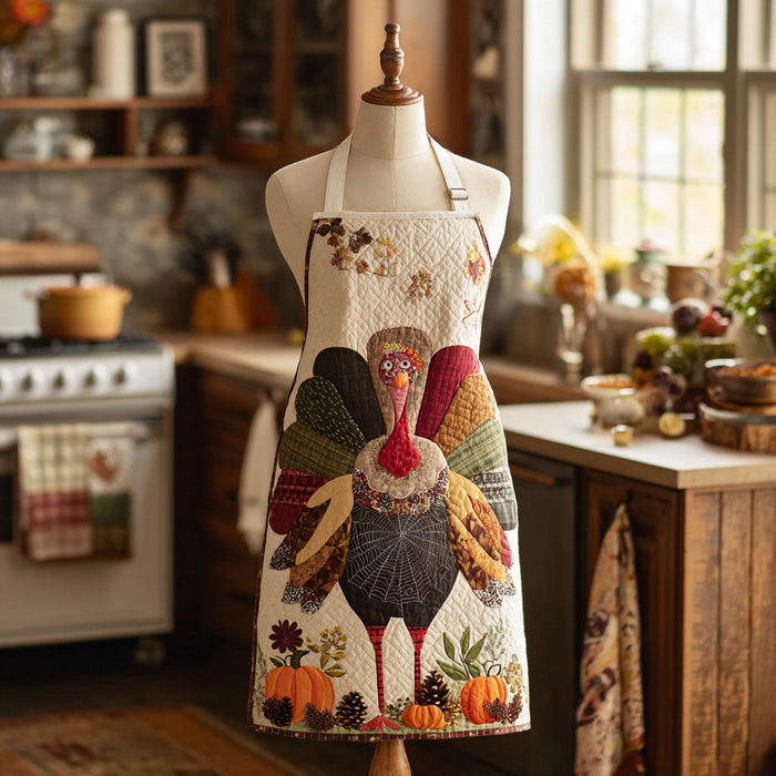 Happy Turkey Quilted Kitchen Apron