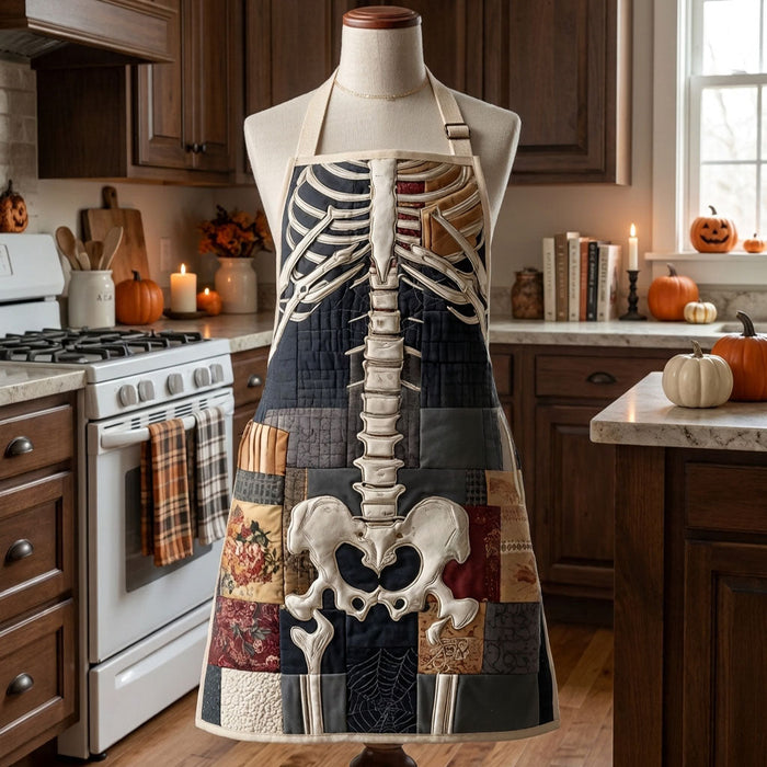 Midnight Skeletons Quilted Kitchen Apron