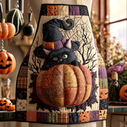 Quilted Kitchen Apron featuring Black Cat and Ghost Designs