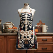 Embroidered Skeleton Quilted Kitchen Apron