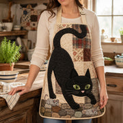Moon and Cats Quilted Kitchen Apron