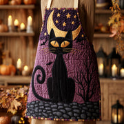 Moonlit Cat Quilted Kitchen Apron