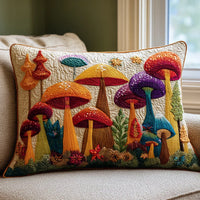 Padded Cushion Cover - Mushroom Garden
