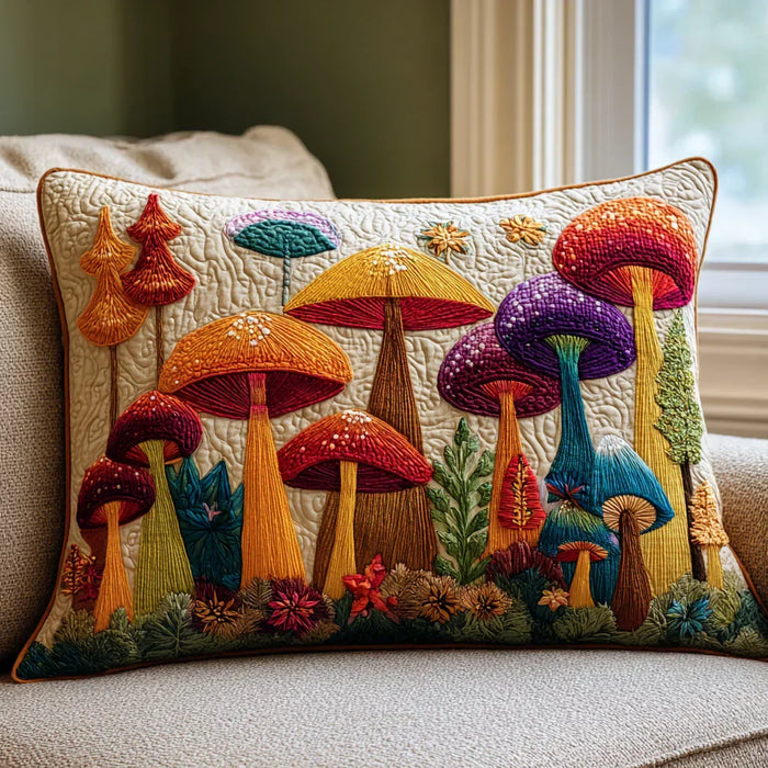 Padded Cushion Cover - Mushroom Garden