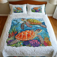 3-Piece Quilted Bed Set - Sea Turtles