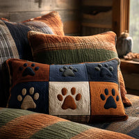 Padded Cushion Cover - Paw Print Meadow