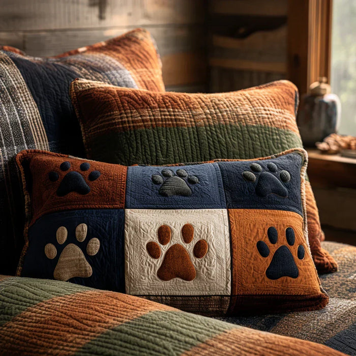 Padded Cushion Cover - Paw Print Meadow