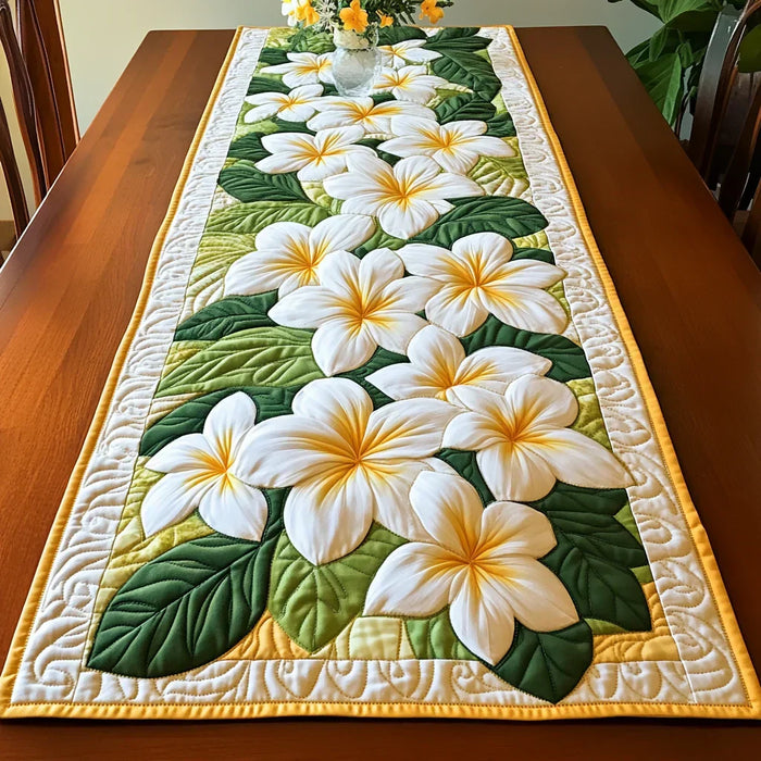 Quilted Table Runner - Frangipani Flowers