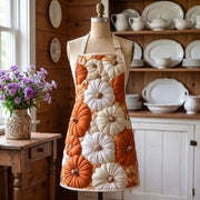 Embroidered Leaves Quilted Kitchen Apron