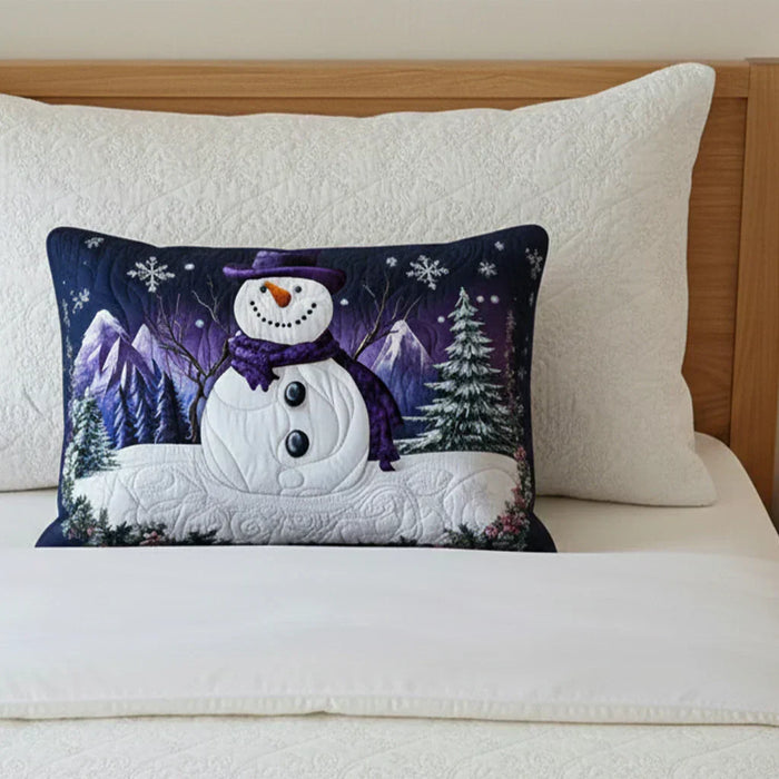 Padded Cushion Cover - Purple Snowman