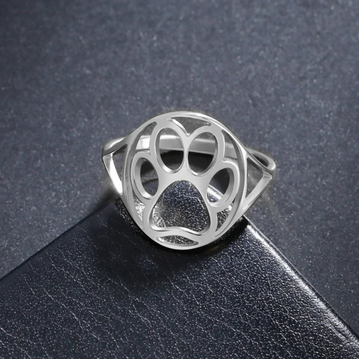 Delicate Animal Paw Ring – Open Stainless Steel Ring with Animal Motif