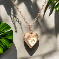 Memorial Pendant with Paws and Heart – Stainless Steel Urn Pendant