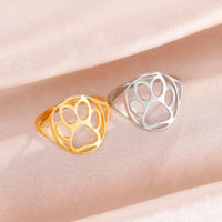 Delicate Animal Paw Ring – Open Stainless Steel Ring with Animal Motif