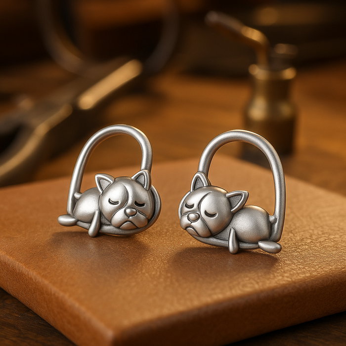 Sleeping Puppy Earrings Made of Sterling Silver