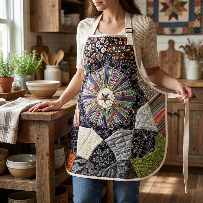 Quilted Halloween Night Kitchen Apron