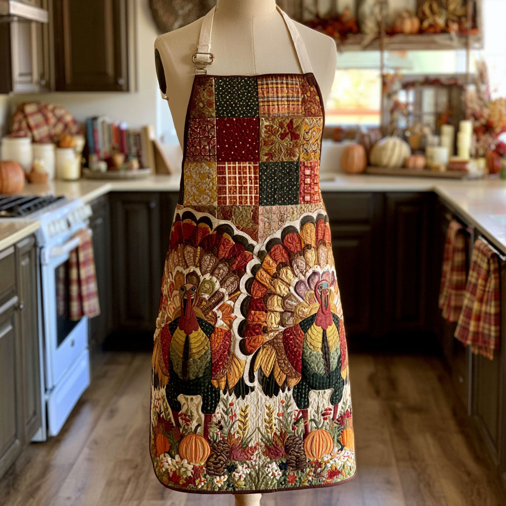 Golden Autumn Quilted Kitchen Apron