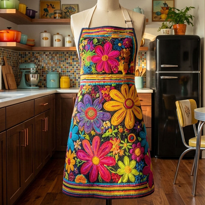 Blooming Farm Quilted Kitchen Apron