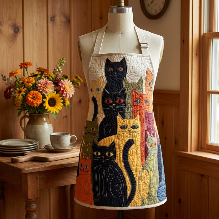 Timeless Cats Quilted Kitchen Apron