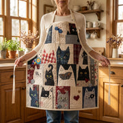 Quilted Kitchen Apron - 'Cats at Home' Design