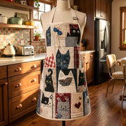 Quilted Kitchen Apron - 'Cats at Home' Design