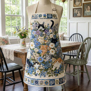 Quilted Apron with Cat and Floral Design