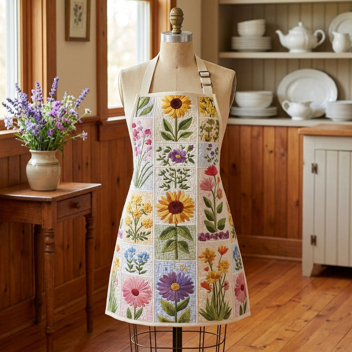 Blooming Patchwork Quilted Kitchen Apron
