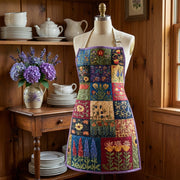 Quilted Kitchen Apron with Elegant Floral Design