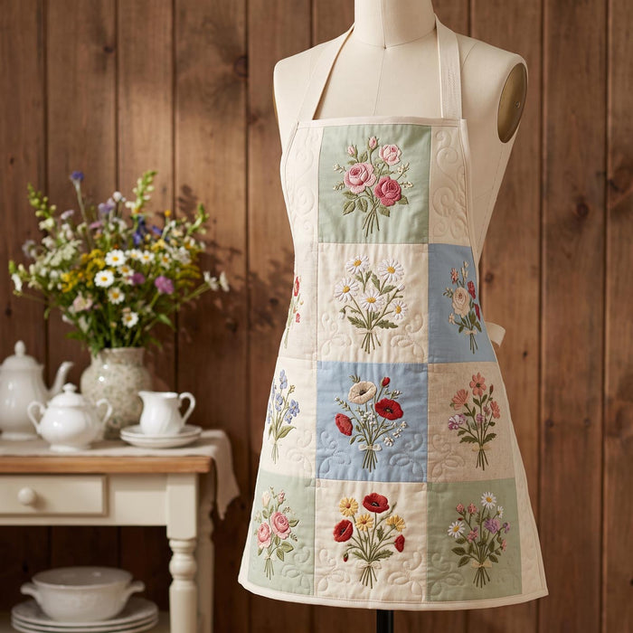 Wildflowers Quilted Kitchen Apron