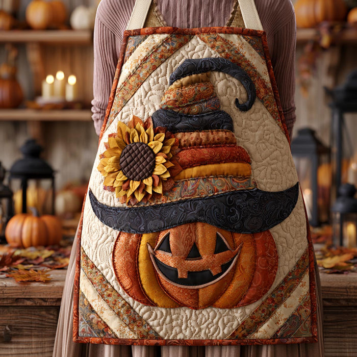Embroidered Halloween Night Quilted Kitchen Apron